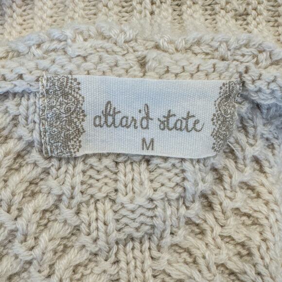 Altar'd State Cozy Cable Knit Oatmeal/Cream/Beige Cardigan, Women's Medium - Picture 10 of 12